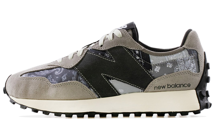 Shoe Palace x New Balance NB 327 retro cashew flower suede fabric low-top casual running shoes men's gray black