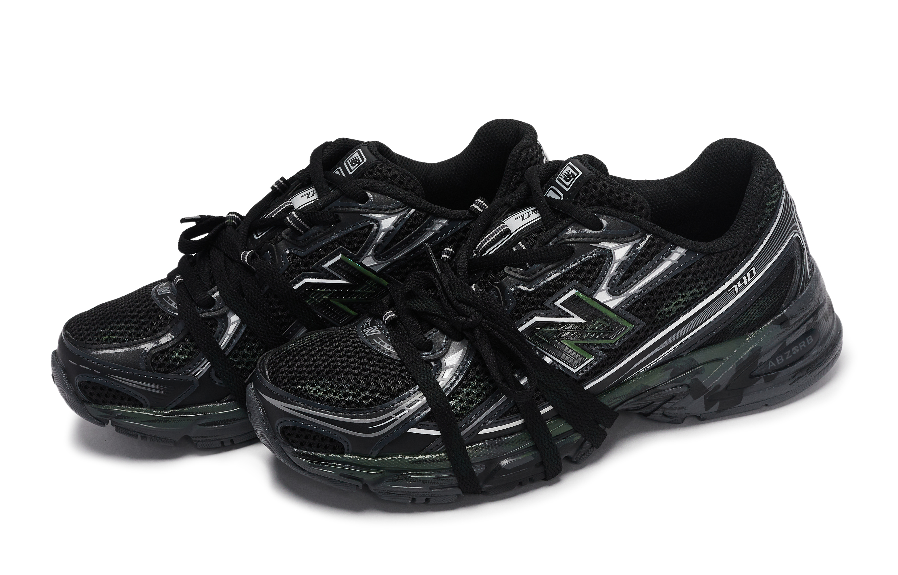 New Balance NB 740 Abrasion Resistant Abrasion Resistant Low top Running Shoes Unisex Black Silver Green