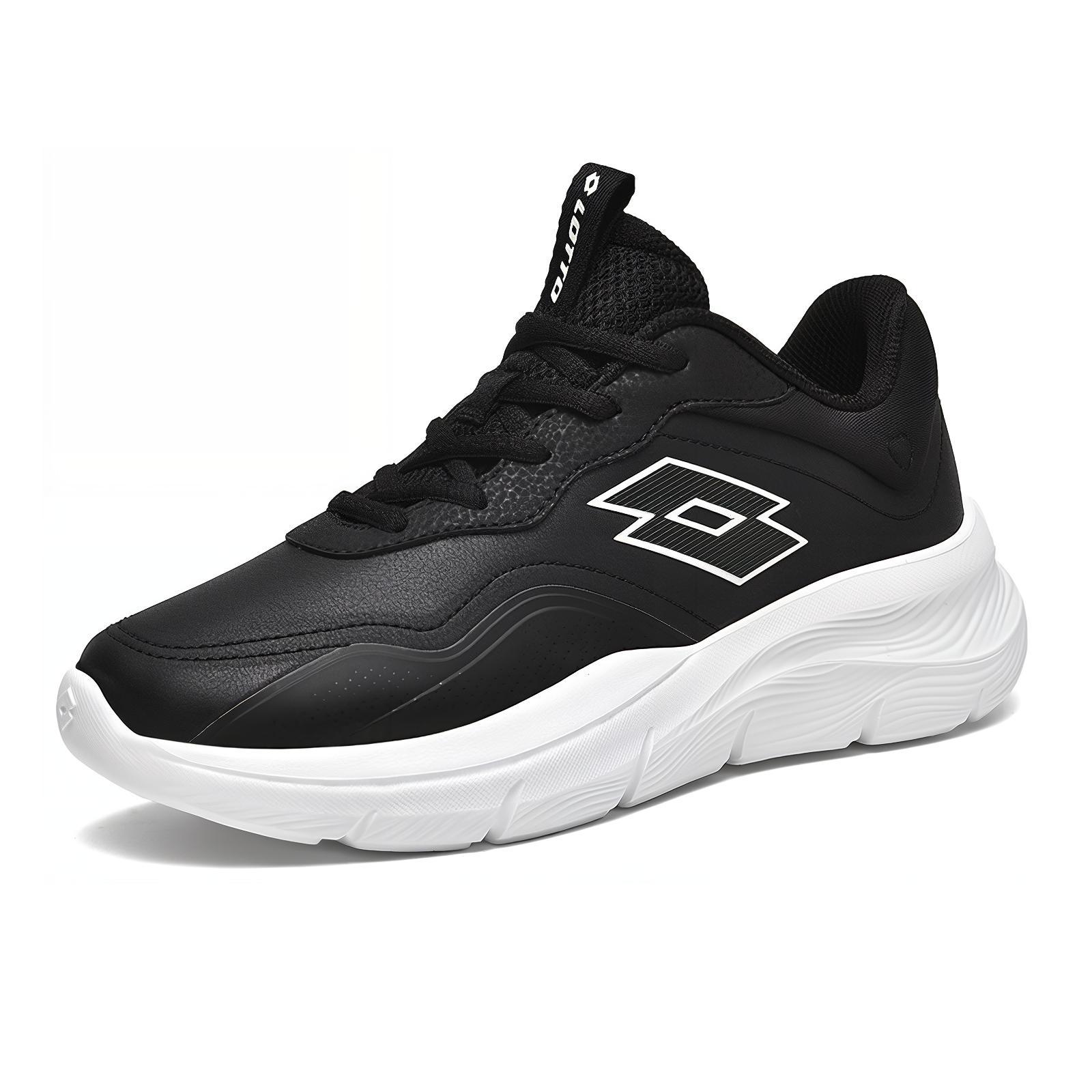 LOTTO Synthetic Leather Slip Resistant, Breathable, Lightweight Low top Casual Running Shoes Women’s Black White