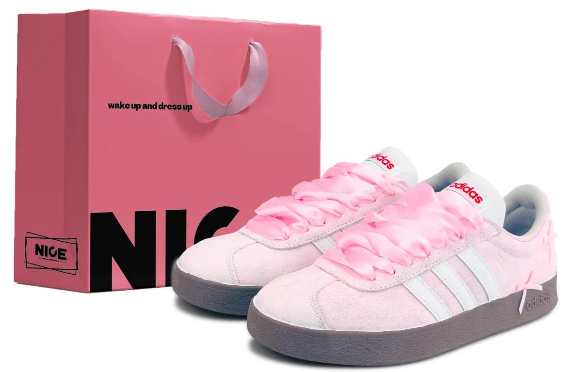Adidas VL COURT 2.0 Abrasion Resistant Abrasion Resistant Low top Skateboard Shoes Unisex Pink