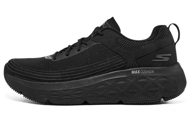 Skechers Skechers Max Cushioning Xingmai series comfortable cushioning thick sole fabric low-top casual running shoes men's black