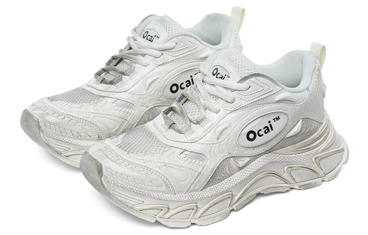 Ocai Runtech3.0 Vintage Abrasion Resistant Breathable Low top Running Shoes Unisex Dirty White