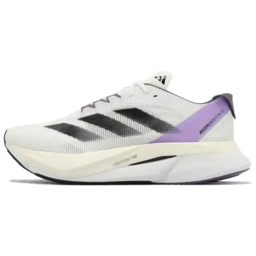 Adidas Adizero Boston 12 Lightstrike Pro technology comfortable and versatile mesh fabric low-top carbon plate training long-distance running shoes women's white black purple