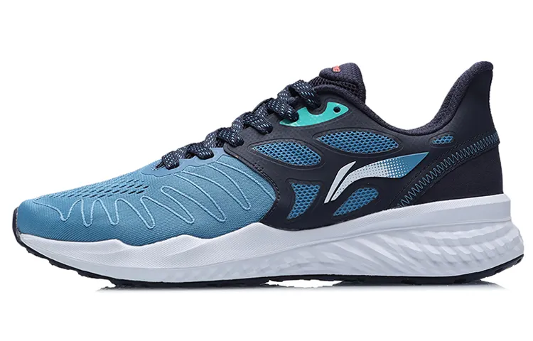 Li Ning Slip Resistant, Abrasion Resistant, Breathable Low top Running Shoes Unisex Blue Black