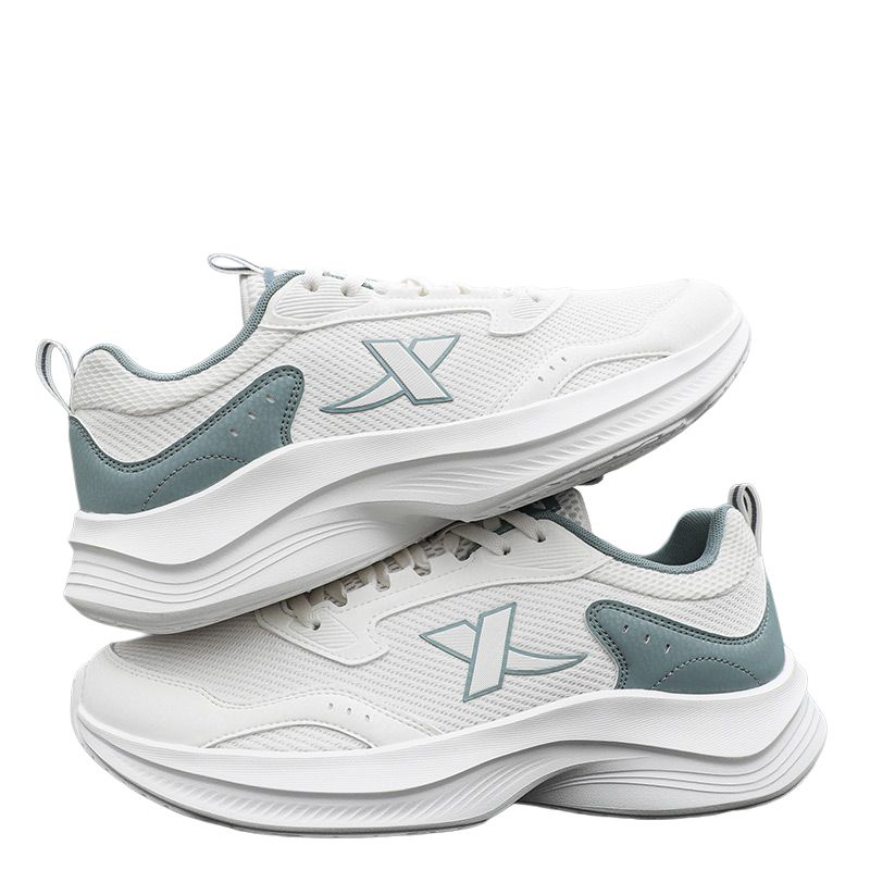 XTEP Breathable Cushioning Slip Resistant Low top Casual Running Shoes Men’s White Gray