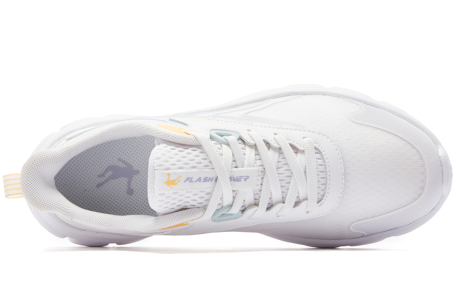 QIAODAN Mesh Slip Resistant, Abrasion Resistant, Breathable Low top Running Shoes Women’s White Cyan Purple