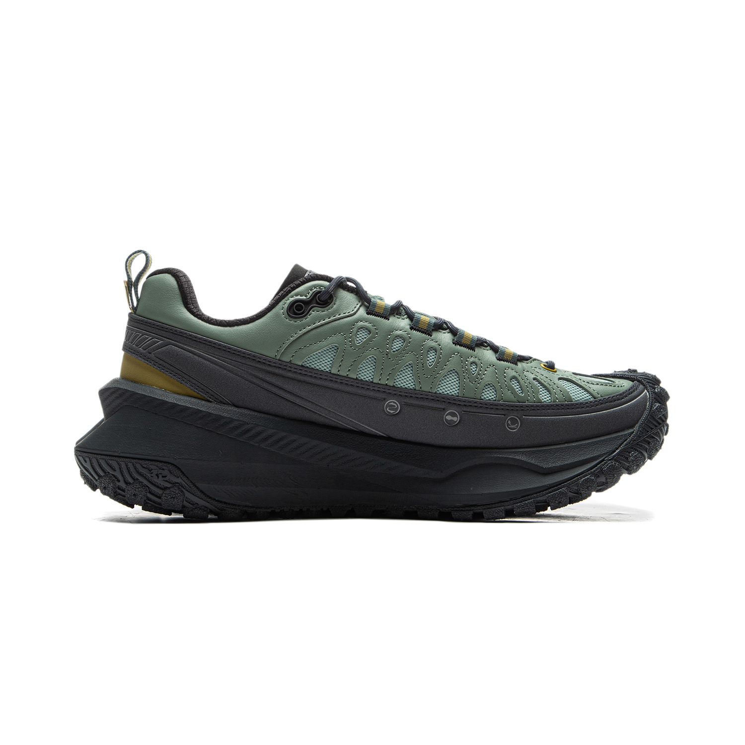 Li Ning Cushioning Slip Resistant Abrasion Resistant Low top Running Shoes Unisex Green Black