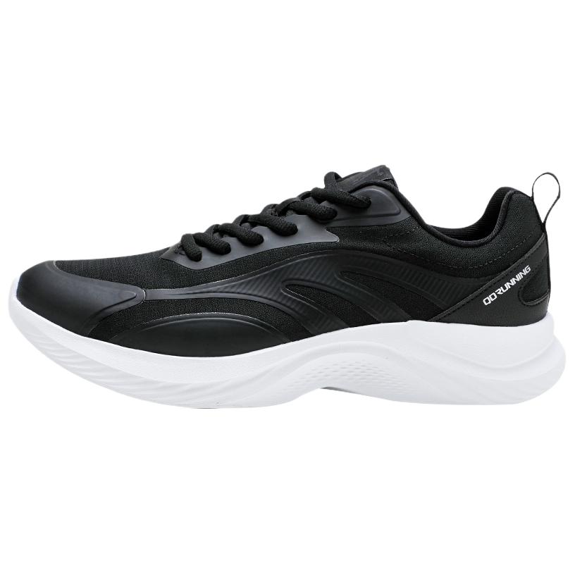 QIAODAN Slip Resistant Abrasion Resistant Low top Casual Sprint Running Shoes Men’s Black Silver