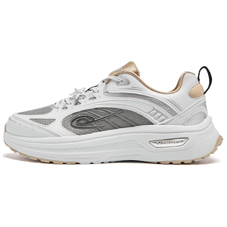 QIAODAN Cushioning Abrasion Resistant Rebound Low top Casual Long Distance Running Shoes Women’s White Silver