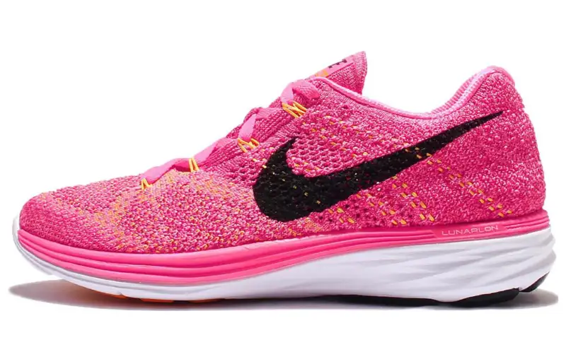 Nike Flyknit Lunar 3 Fabric Cushioning Low top Running Shoes Women's Pink