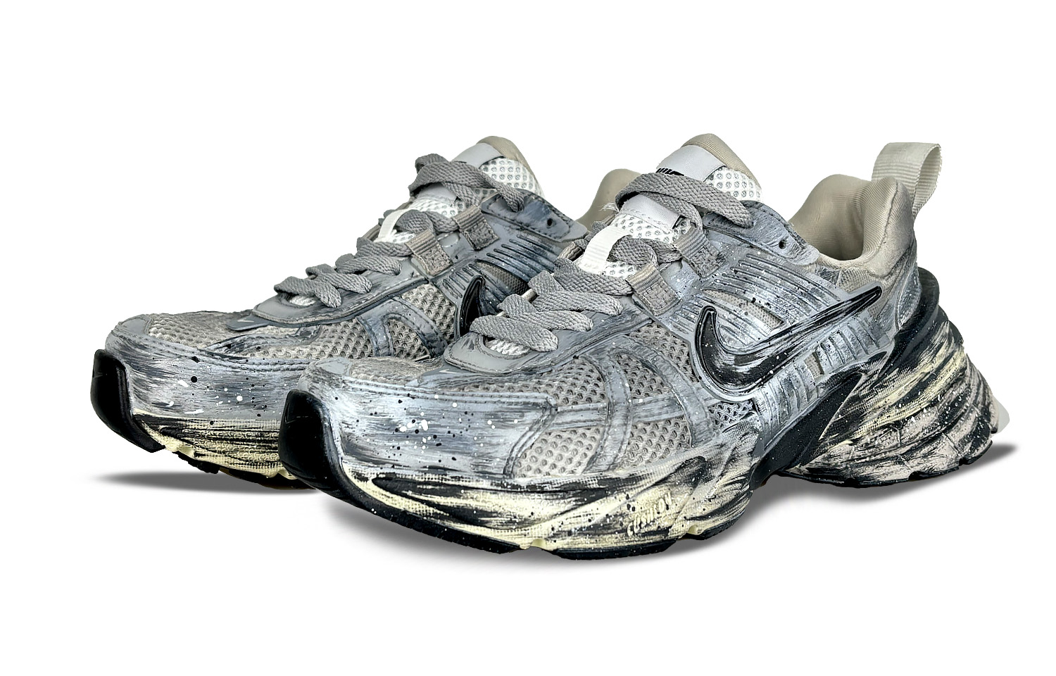 Nike V2K Run Cushioning Slip Resistant Low top Running Shoes Women’s Silver Black