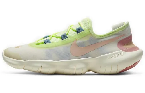 Nike Free RN 5.0 comfortable shock-absorbing, non-slip, wear-resistant, breathable and lightweight low-top casual running shoes for women, white and green