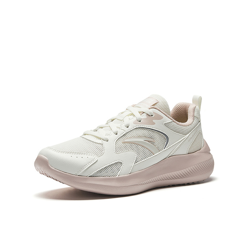 Anta Cushioning Breathable Slip Resistant Low top Casual Running Shoes Women’s Ivory White/Silver/Lotus Gray