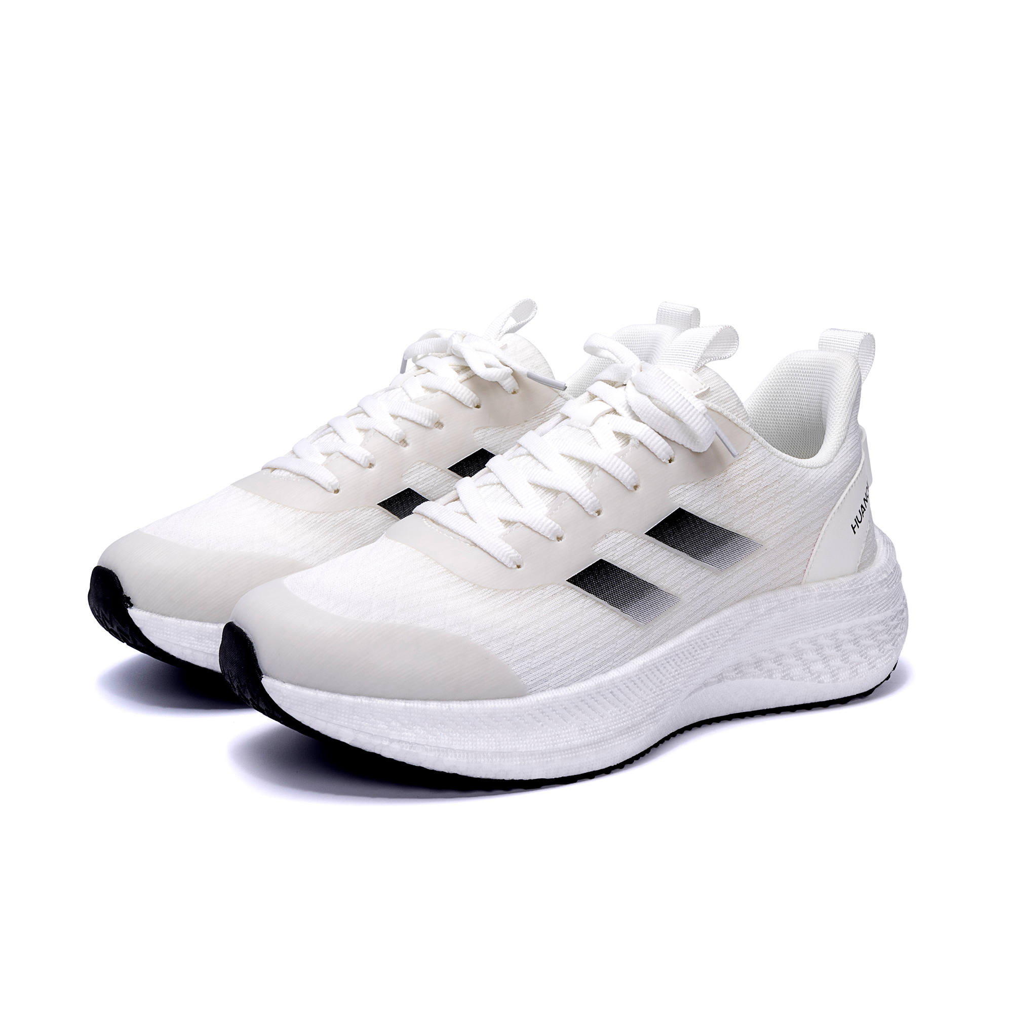 HUANQIU Slip Resistant, Abrasion Resistant, Height Increasing Low top Casual Running Shoes Men’s White