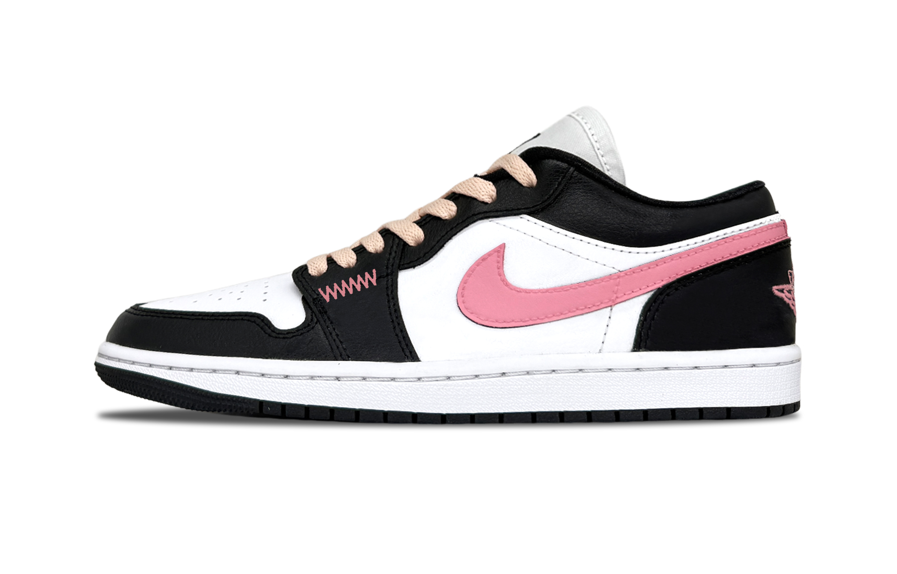Jordan Air Jordan 1 Abrasion Resistant Low top Vintage Basketball Shoes Unisex Black Pink