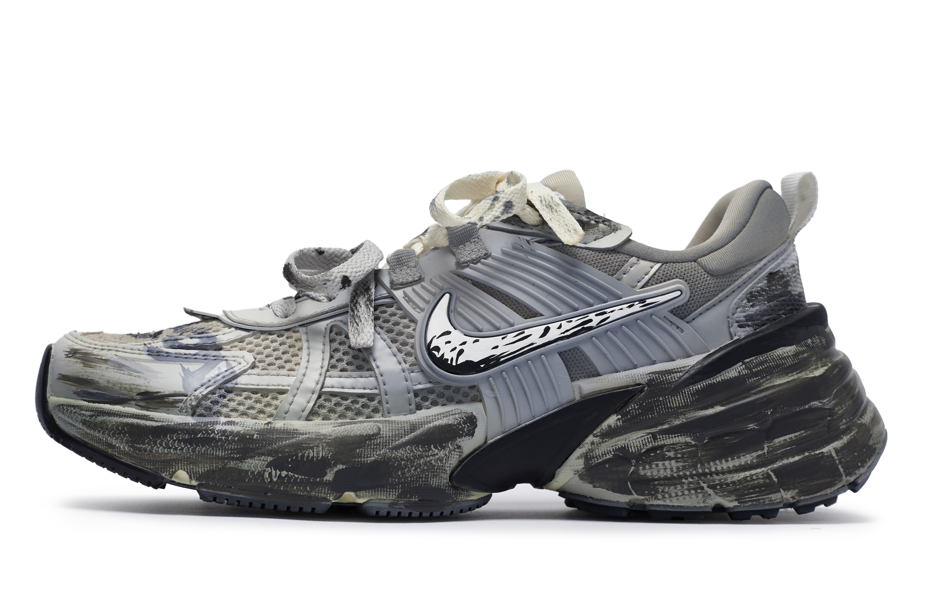 Nike V2K Run Slip Resistant Slip Resistant Low top Running Shoes Unisex Blue Gray Yellow