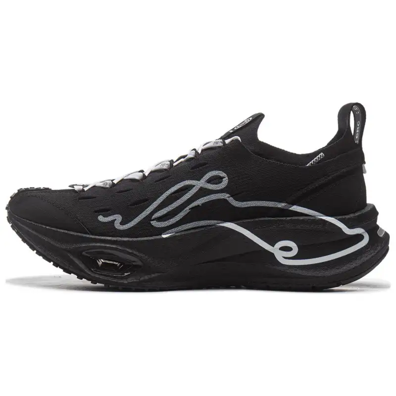 Li Ning Cushioning Slip Resistant Abrasion Resistant Low top Running Shoes Unisex Black