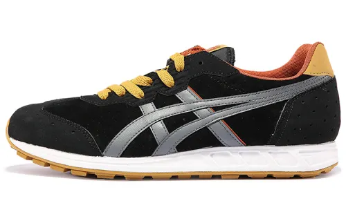 Onitsuka Tiger Synthetic Leather Abrasion Resistant Low top Running Shoes Unisex Gray Orange