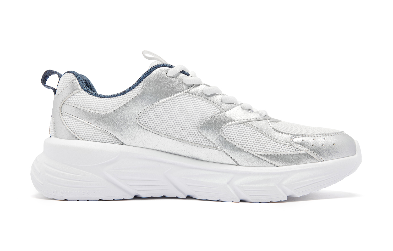 QIAODAN Cushioning Slip Resistant Abrasion Resistant Low top Casual Running Shoes Men’s White Silver