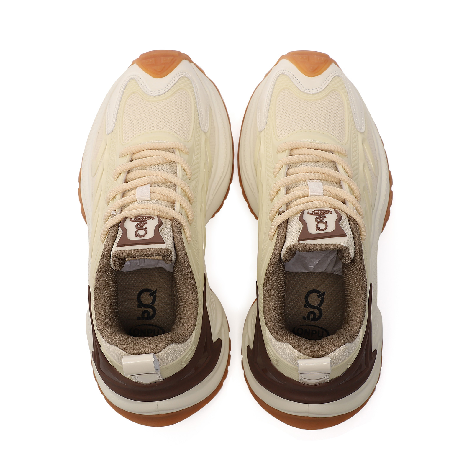 ONPU Cushioning Abrasion Resistant Cushioning, Wear Resistant Low top Casual Running Shoes Unisex Beige Coffee