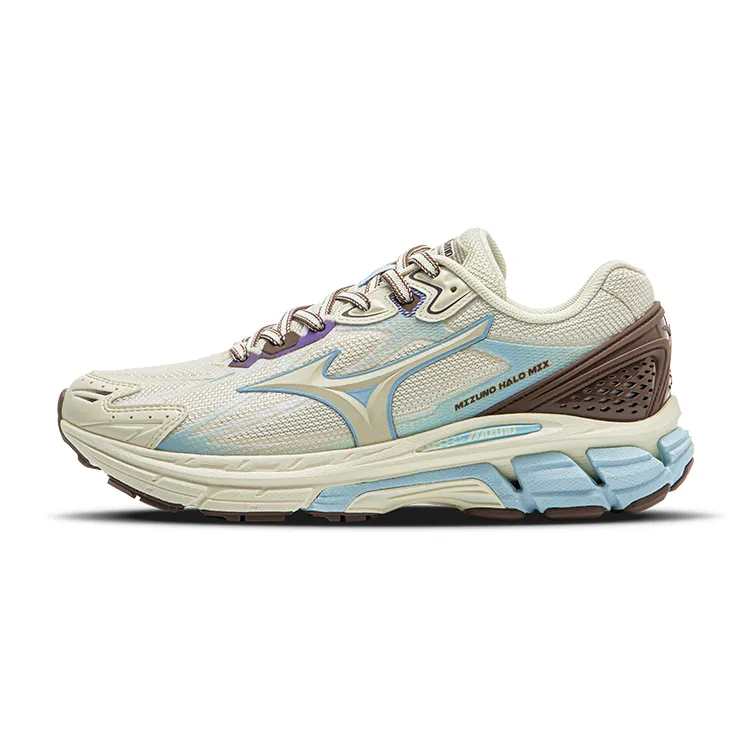 Mizuno Halo Mix Low top Casual Trail Running Training Sprint City Commuting Running Shoes Women's White Brown Blue