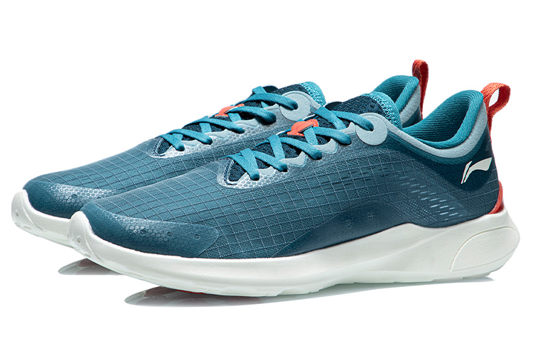 Li Ning Fabric Cushioning Slip Resistant Abrasion Resistant Lightweight Low top Running Shoes Men’s Blue