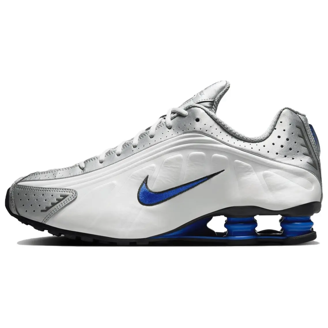 Nike Shox R4 Low top Casual City Commuting Running Shoes Men's White Silver Blue