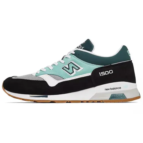 New Balance NB 1500 sports fabric shock-absorbing and wear-resistant low-cut running shoes for men, black, white and green, British made