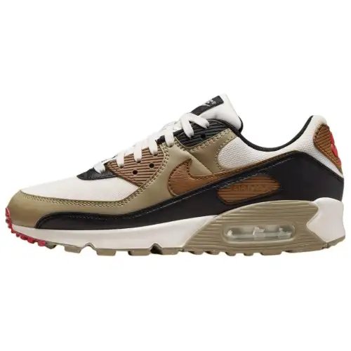 Nike Air Max 90 Phantom Black Fire Red Light British Tan Women's