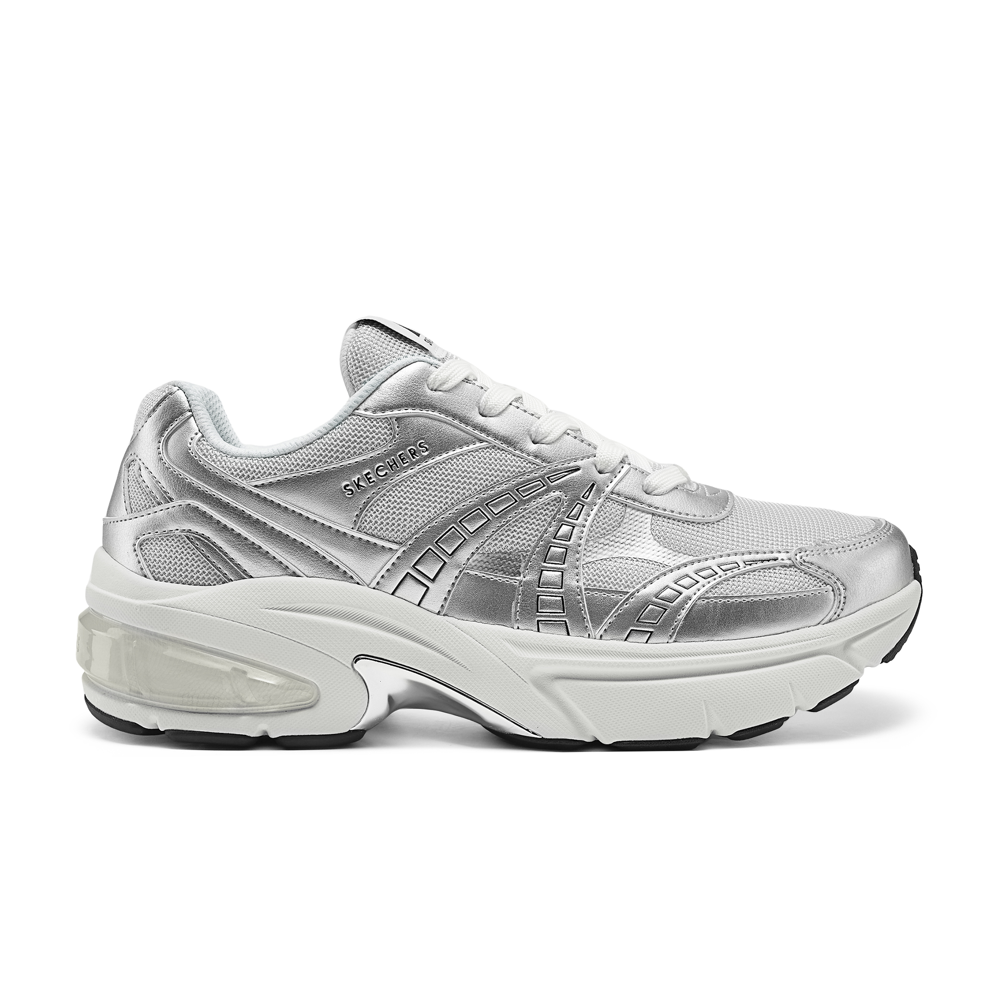 Skechers Breathable Lightweight Support Cushioning Balance Abrasion Resistant Low top Casual Running Shoes Men’s Silver