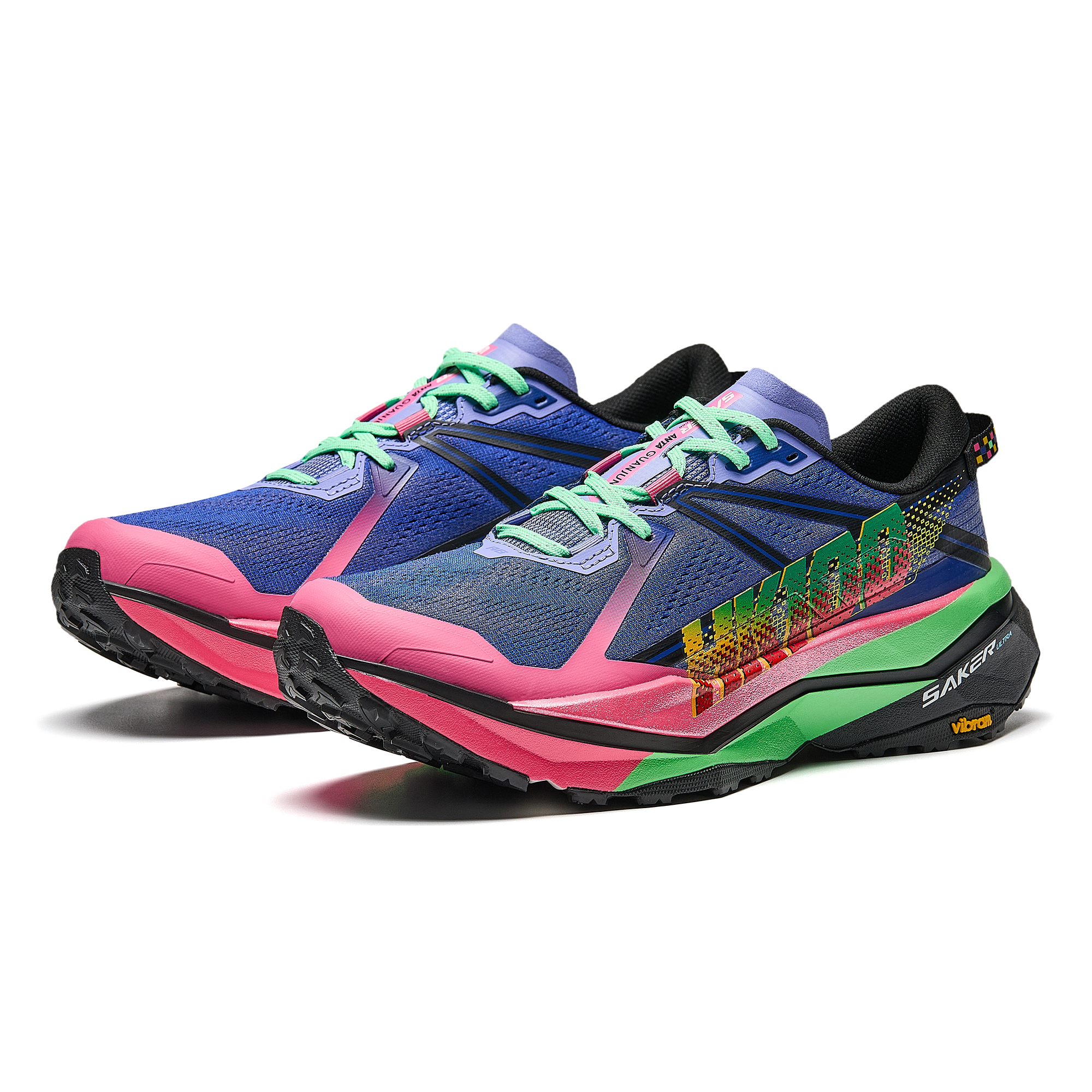 Anta Slip Resistant, Abrasion Resistant, Breathable Low top Casual Running Shoes Women’s Blue Pink Green