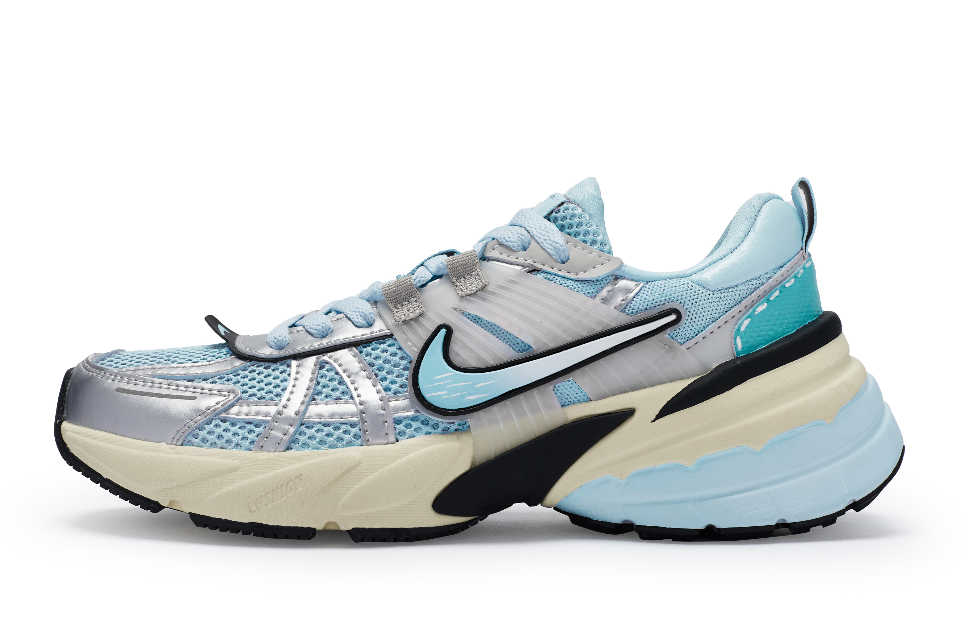 Nike V2K Run Cushioning Slip Resistant Cushioning Slip Resistant Low top Running Shoes Women’s Blue Silver Black