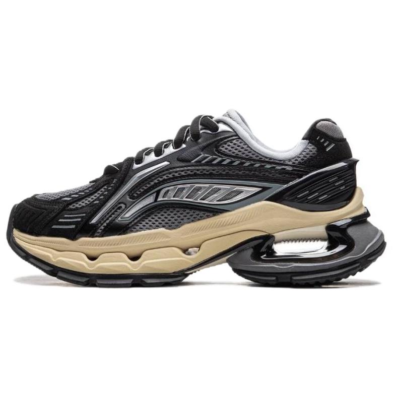 Li Ning Furious Rider BOW Comfortable And Breathable Cushioning, Wear Resistant Low top Casual Shoes Women's Black Gray