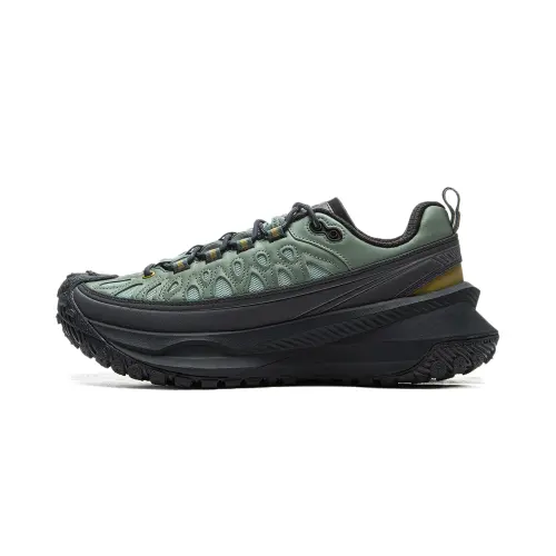 Li Ning Cushioning Slip Resistant Abrasion Resistant Low top Running Shoes Unisex Green Black