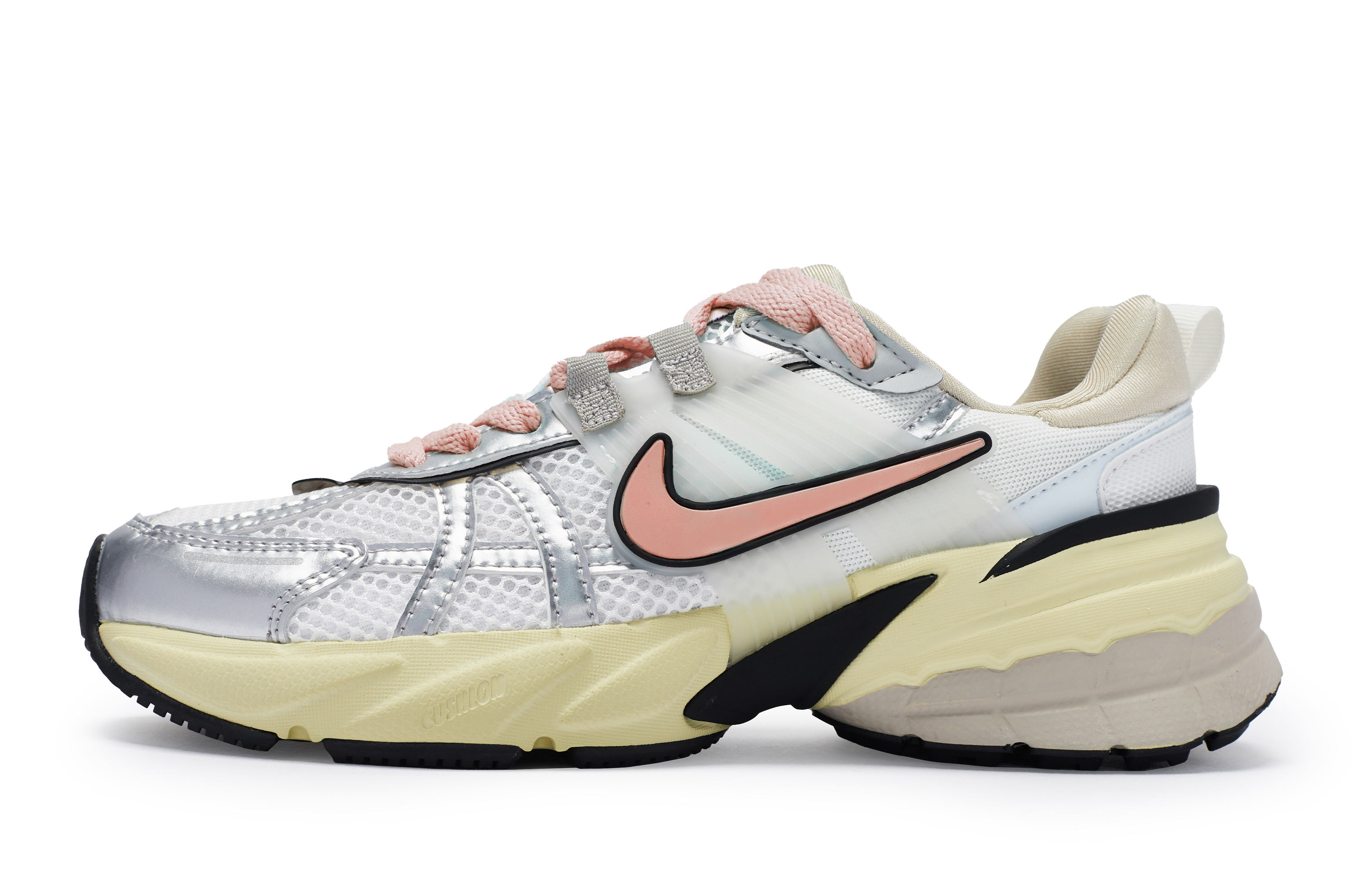 Nike V2K Run Cushioning Slip Resistant Waterproof Low top Running Shoes Women’s White Silver Flesh Pink