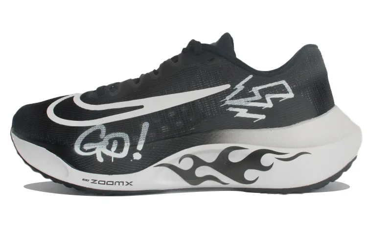 Nike Zoom Fly 5 Slip Resistant Abrasion Resistant Low top Carbon Plate Marathon Running Shoes Men's Black White