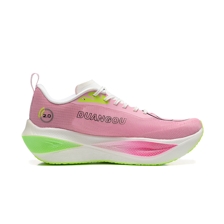 DUANGOU Mesh Low top Running Shoes Unisex White Green Cherry Blossom Pink