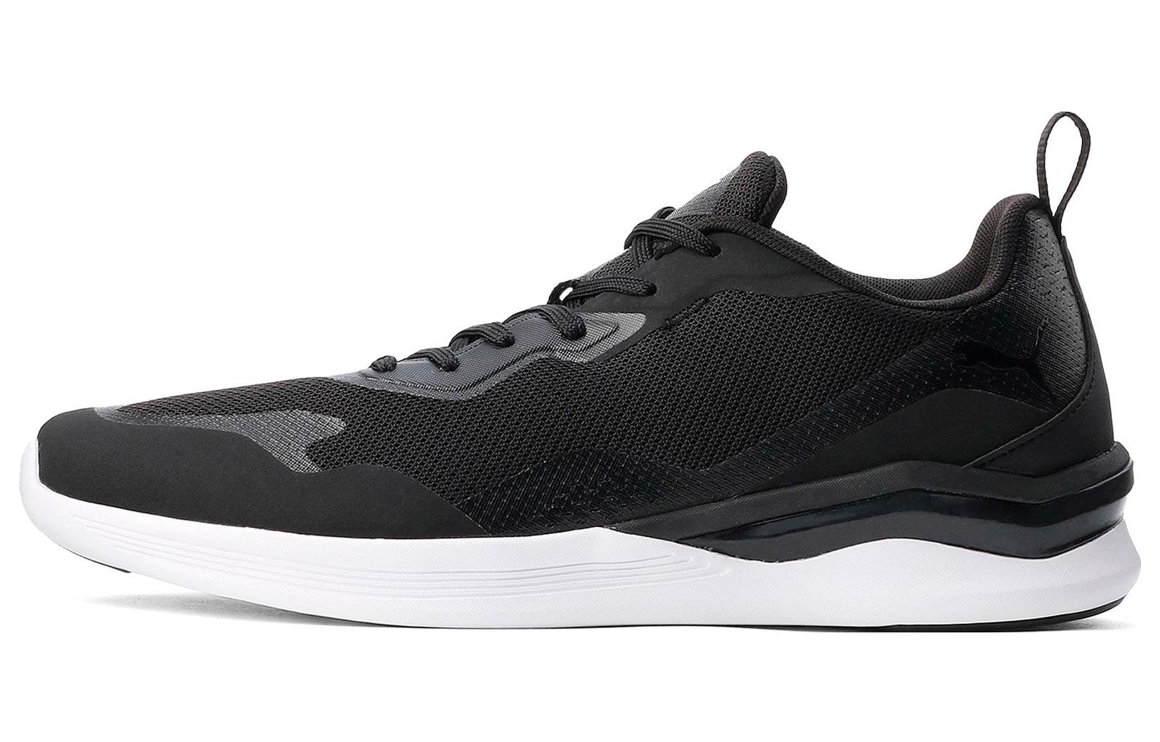 PUMA Lqd Flash Fabric Slip Resistant Abrasion Resistant Low top Running Shoes Men's Black White
