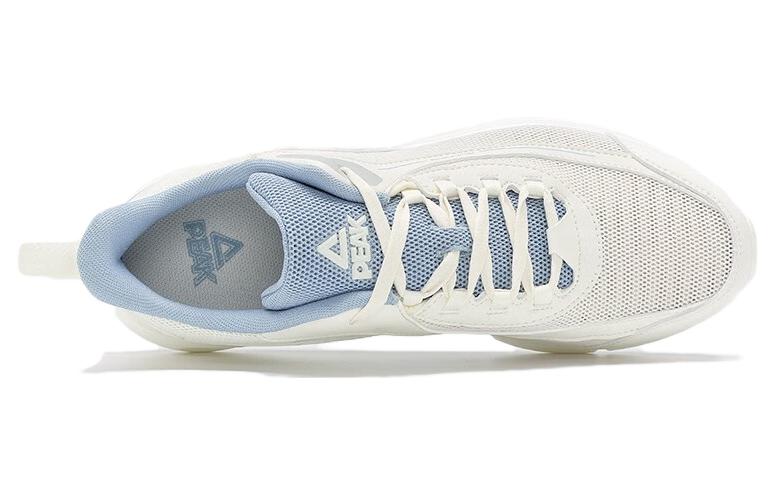 PEAK Textile, Synthetic Leather Cushioning Slip Resistant Abrasion Resistant Low top Running Shoes Men’s White Blue