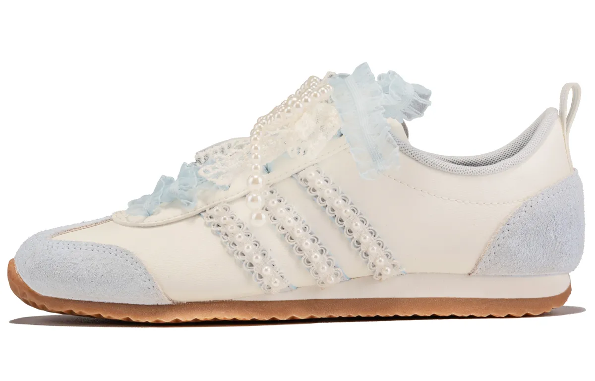 Adidas VS JOG 2.0 Leather Slip Resistant Abrasion Resistant Low top Casual Shoes Unisex Light Blue