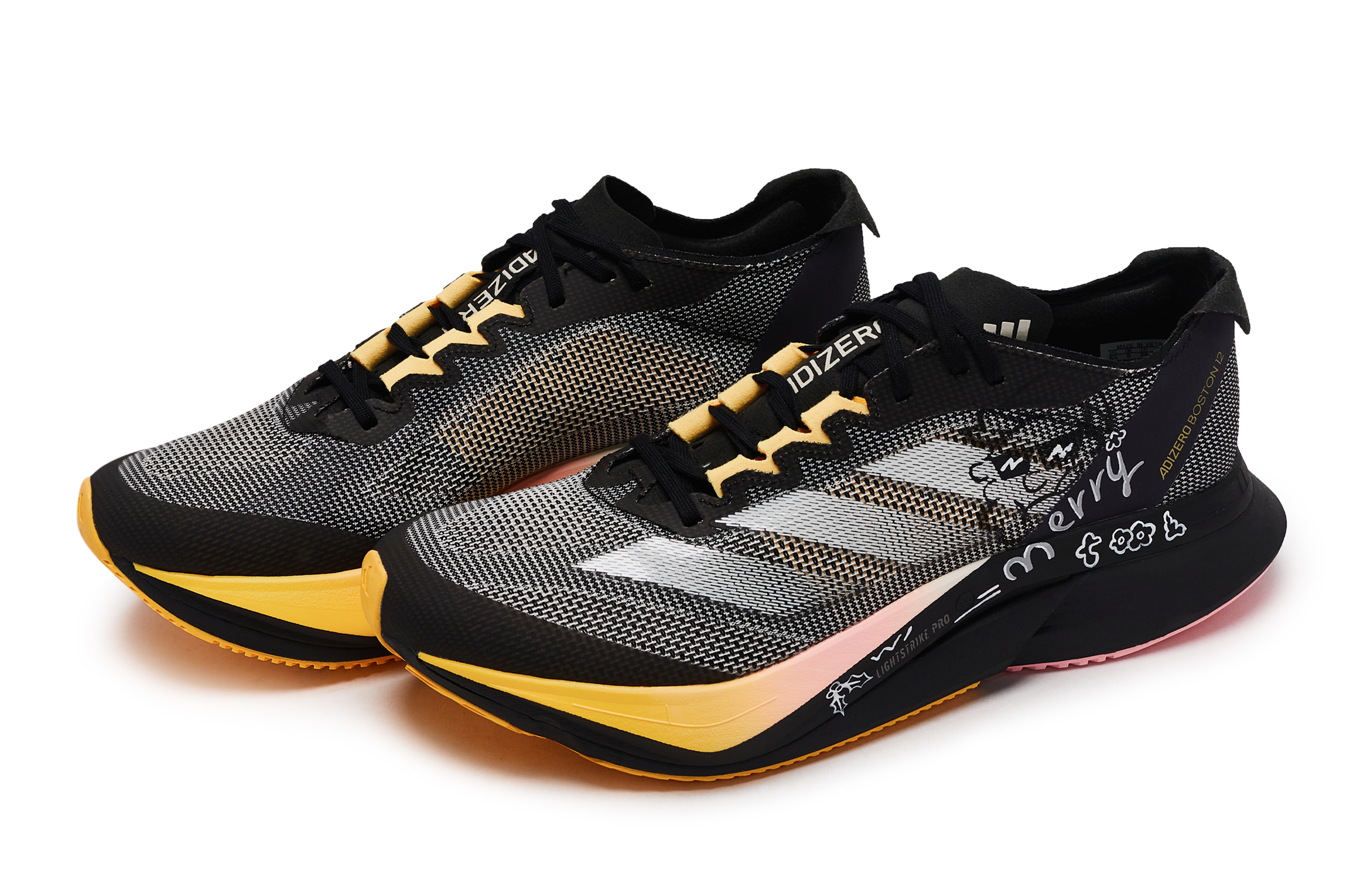 Adidas Adizero Boston 12 Cushioning Low top Running Shoes Unisex Black Gray