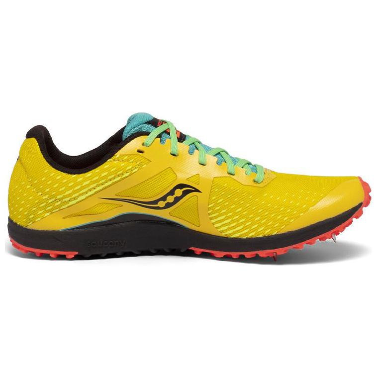 Saucony Mesh Cushioning Slip Resistant Lightweight Low top Running Shoes Women’s Yellow Black Long Stud