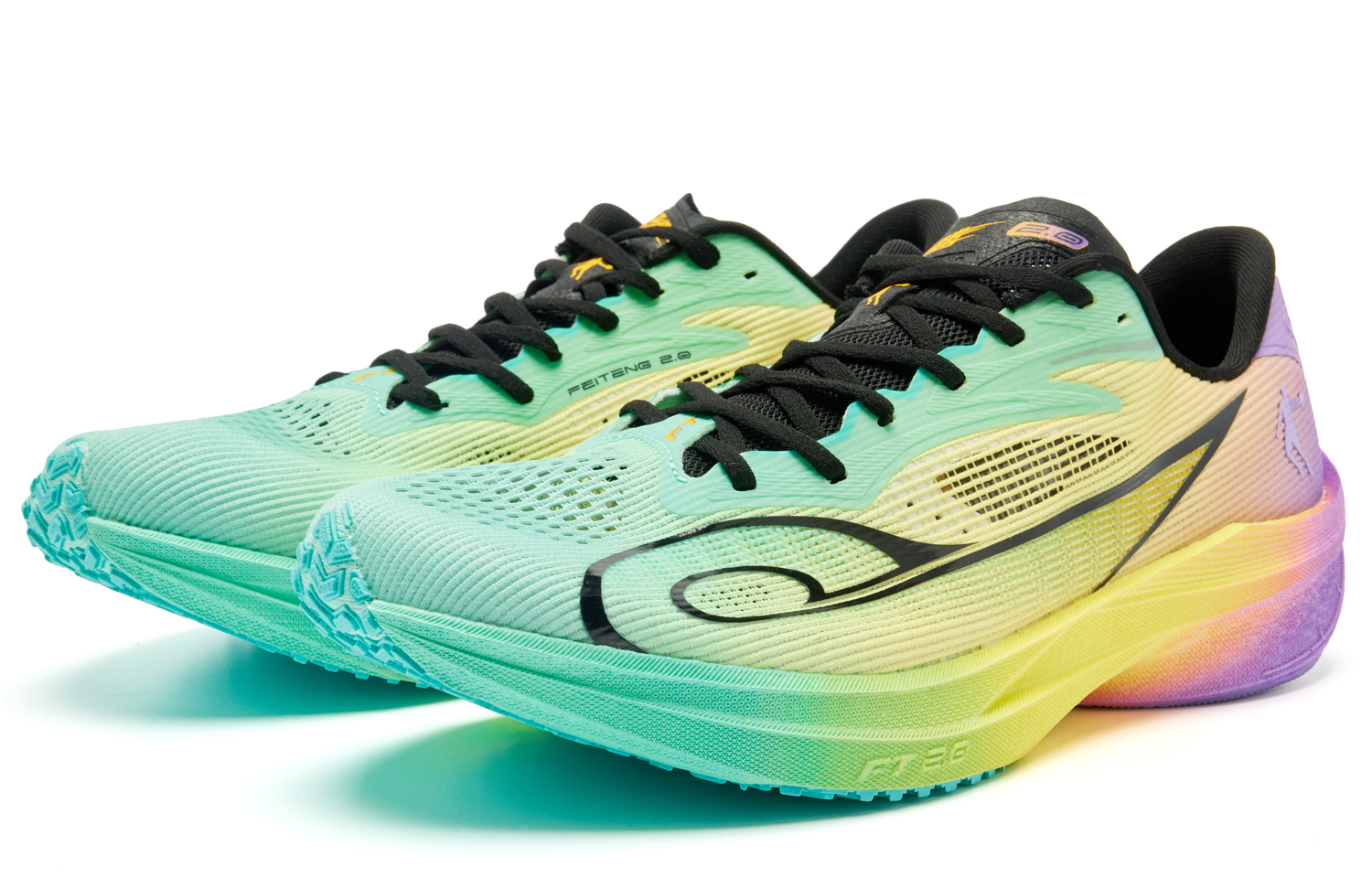 QIAODAN Feiting 2.0 Running Shoes Men’s Low Top Smart Green Rhythm Yellow