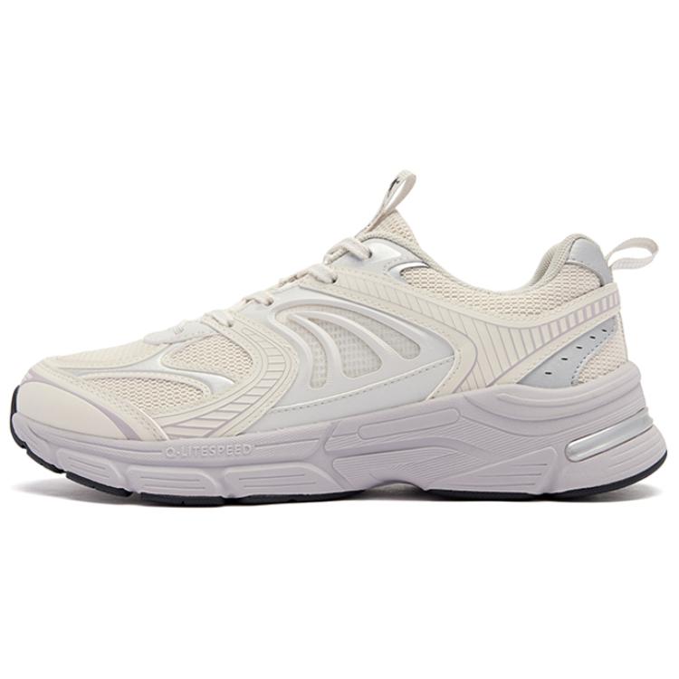 QIAODAN Textile, Synthetic Leather Slip Resistant Abrasion Resistant Low top Running Shoes Women’s White Purple