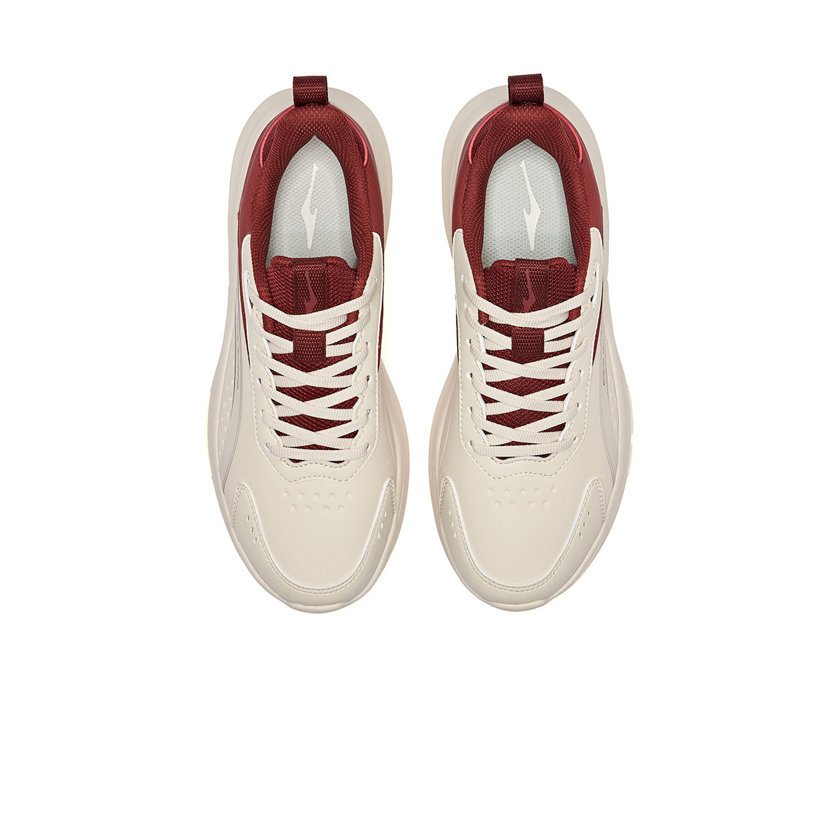Erke Synthetic Leather Cushioning Slip Resistant Breathable Low top Running Shoes Women’s Beige Red
