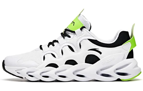 Anta Cushioning Slip Resistant Coverage Lightweight Rebound Low top Running Shoes Men's White Black Green