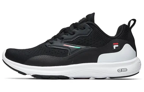FILA Textile, Synthetic Leather, TPU Cushioning Abrasion Resistant Breathable Low top Running Shoes Men's Black