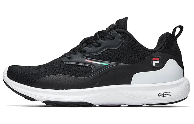 FILA Textile, Synthetic Leather, TPU Cushioning Abrasion Resistant Breathable Low top Running Shoes Men's Black