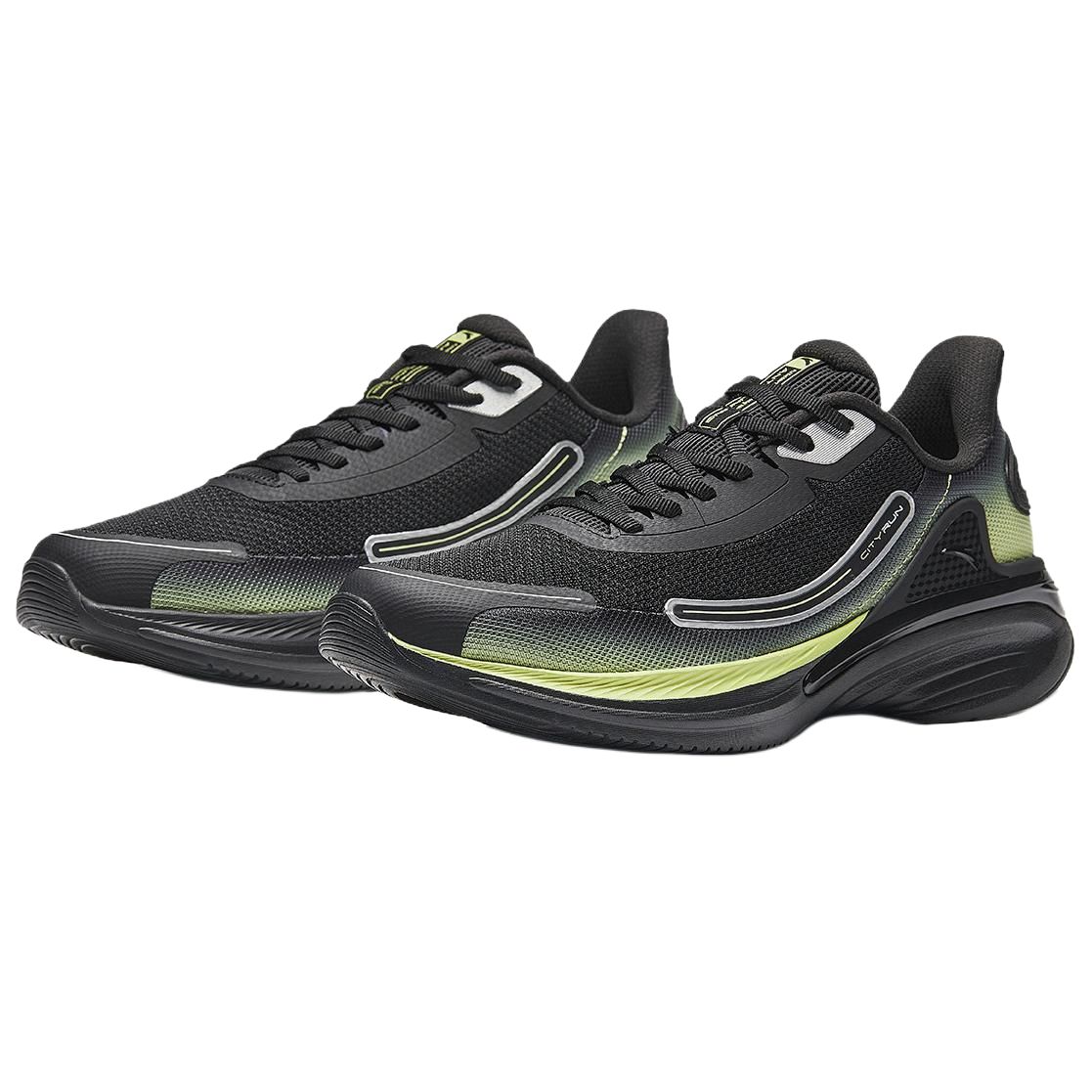Anta City Cushioning Lightweight Low top Casual Running Shoes Men’s Black Green Silver