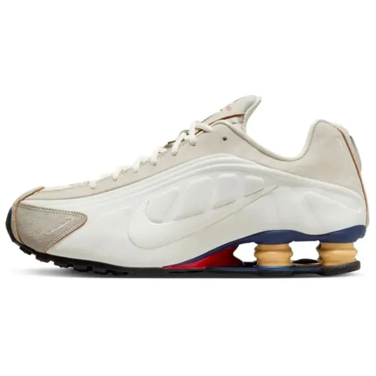 Nike Shox R4 Slip Resistant Abrasion Resistant Low top Running Shoes Men's Beige Brown
